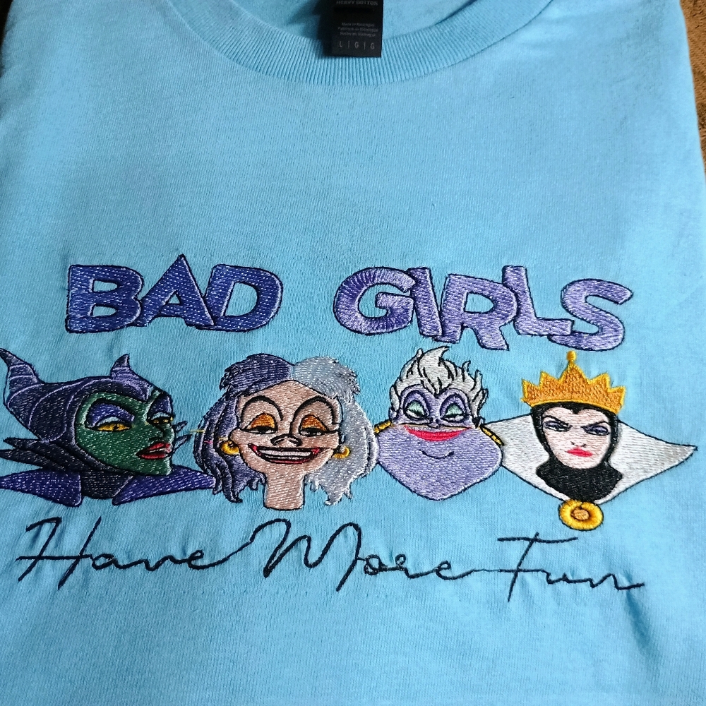 Embroidered Disney Villains Blue Graphic Tee